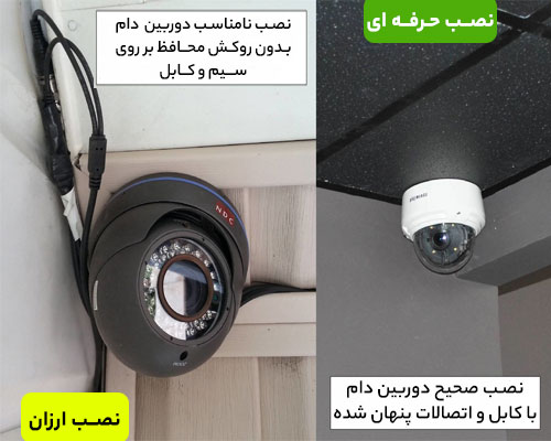 مقایسه نصب ارزان دوربین مداربسته دام و نصب حرفه ای